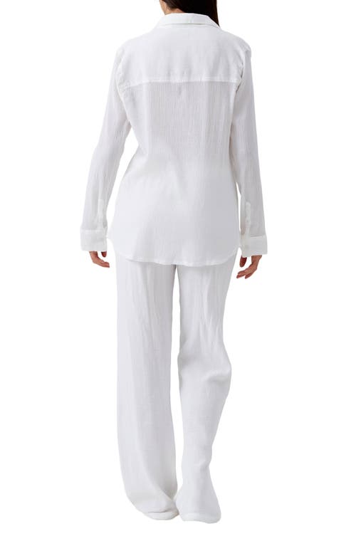 Melissa Odabash Tina Core Cotton Gauze Button-up Cover-up Shirt In White