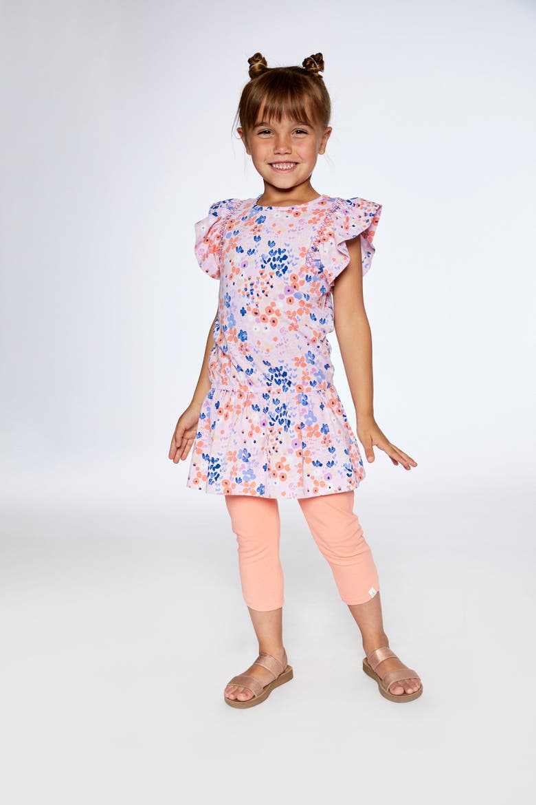 Little Girl's Organic Cotton Tunic Lavender Printed Fields Flowers, Alternate, color, Lavender Printed Flowers