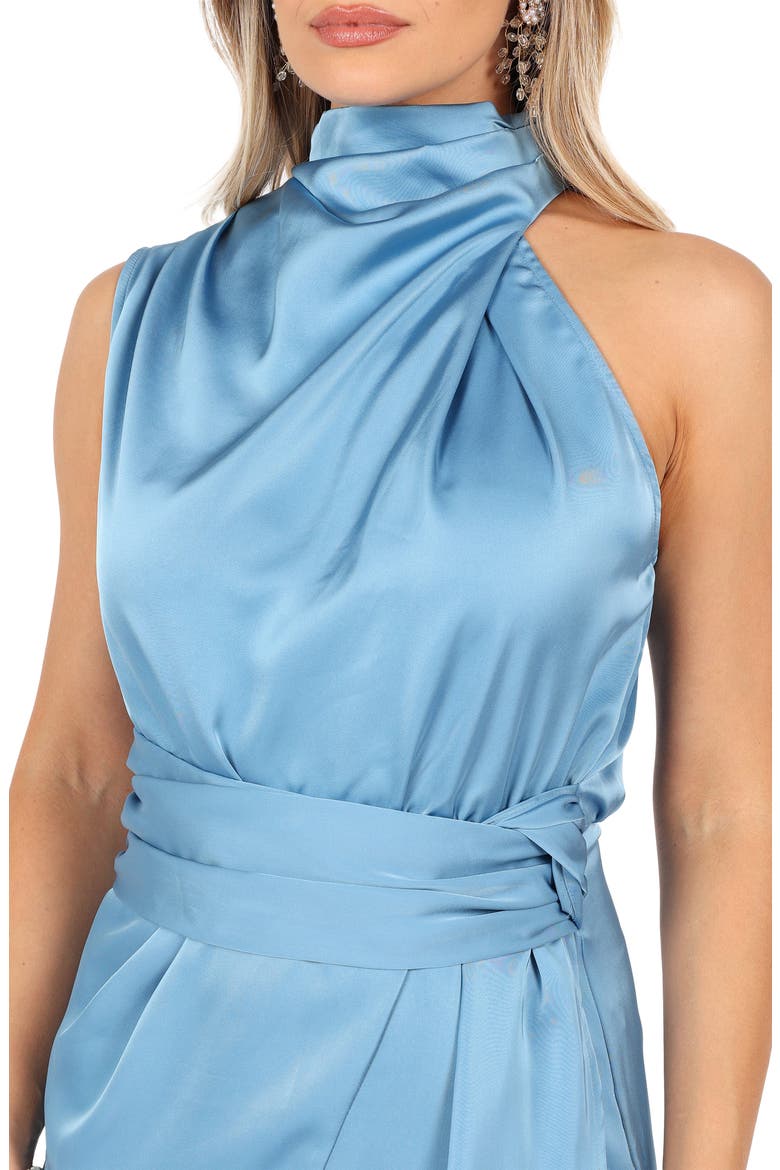 Jade Satin Minidress, Alternate, color, BLUE