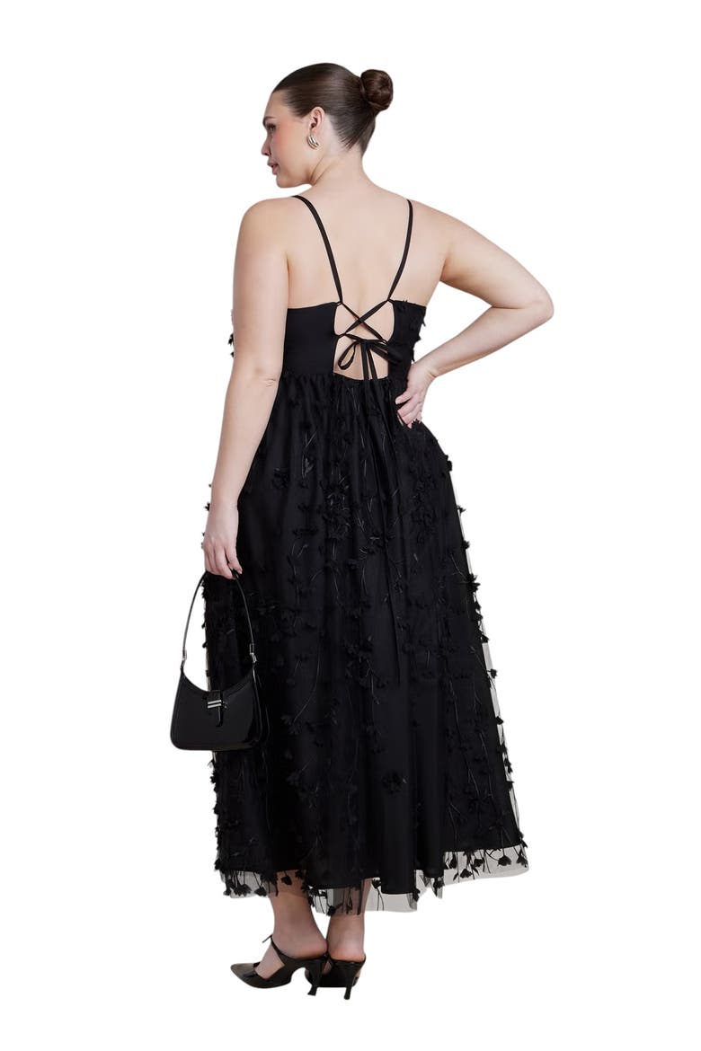 Floral Applique Dress, Alternate, color, BLACK ONYX