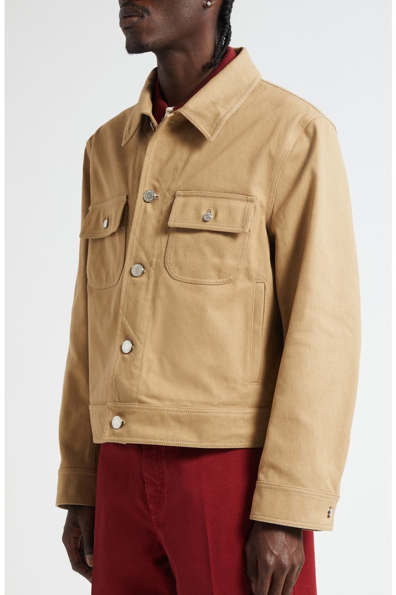 Backstrap Denim Utility Jacket, Alternate, color, KHAKI