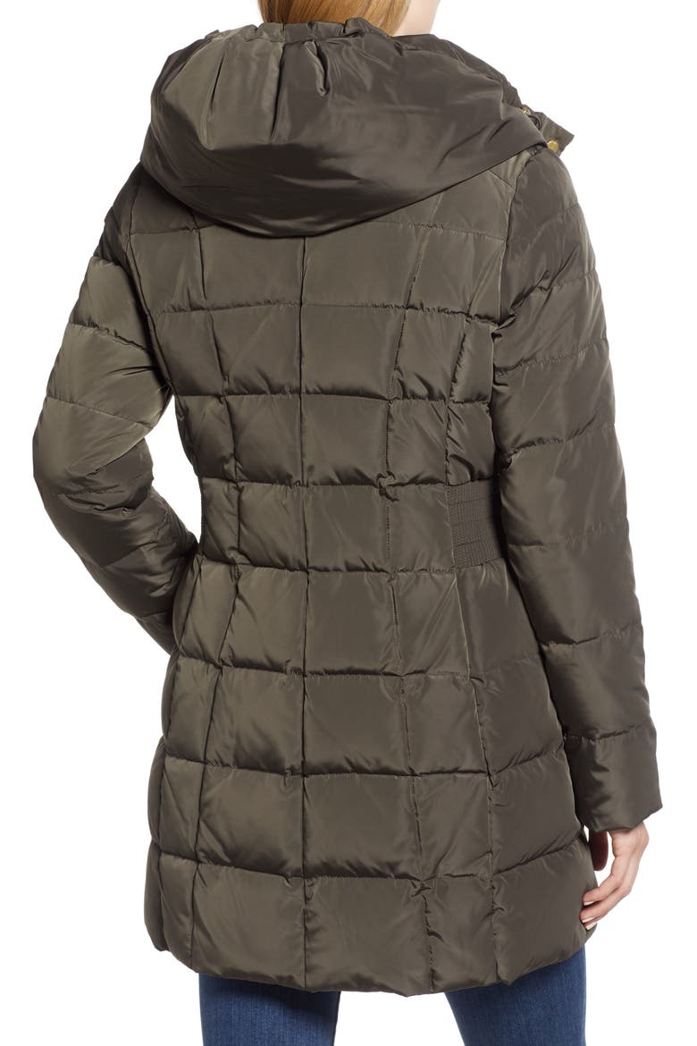 Cole Haan Hooded Down & Feather Jacket, Alternate, color, FOREST