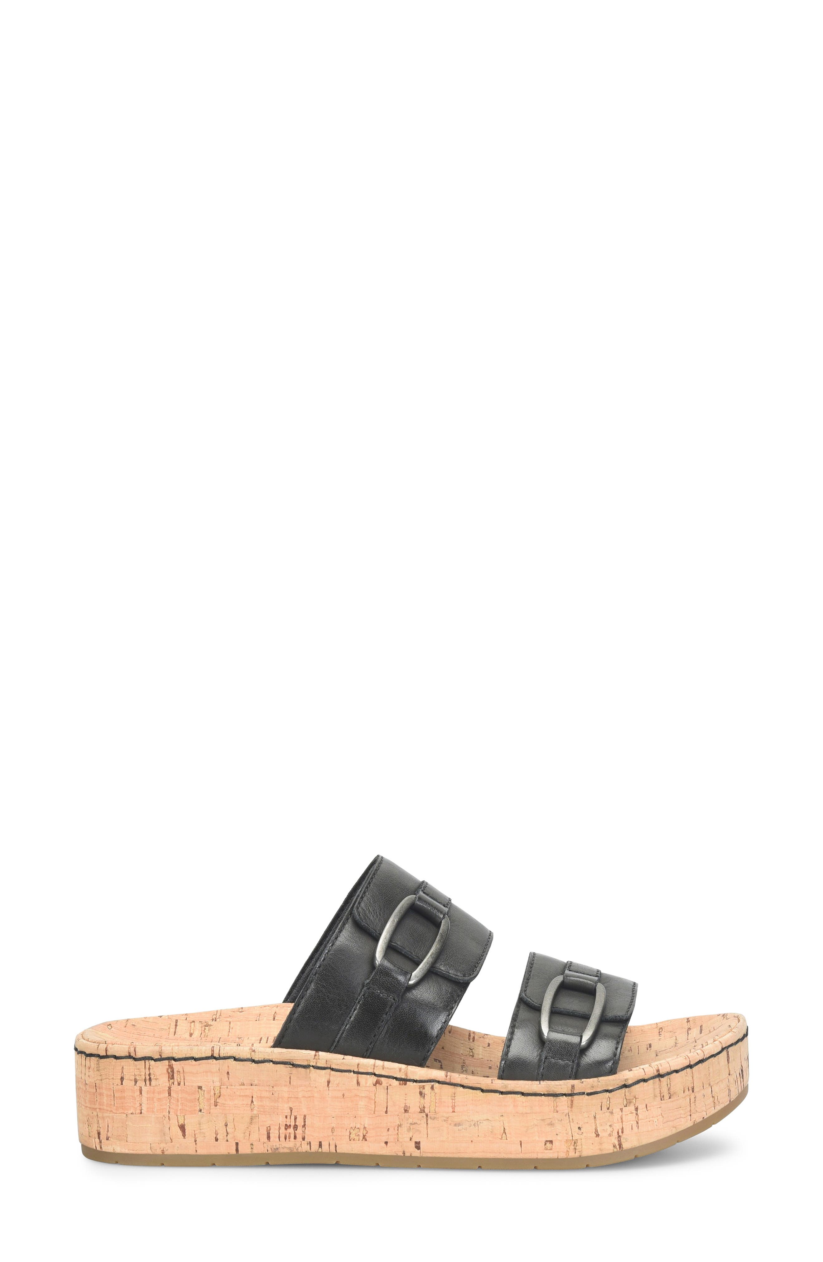 Solina Platform Wedge Slide Sandal, Alternate, color, BLACK LEATHER