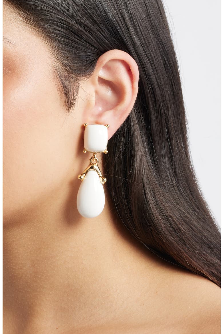 Double Drop Clip-On Earrings, Alternate, color, WHITE