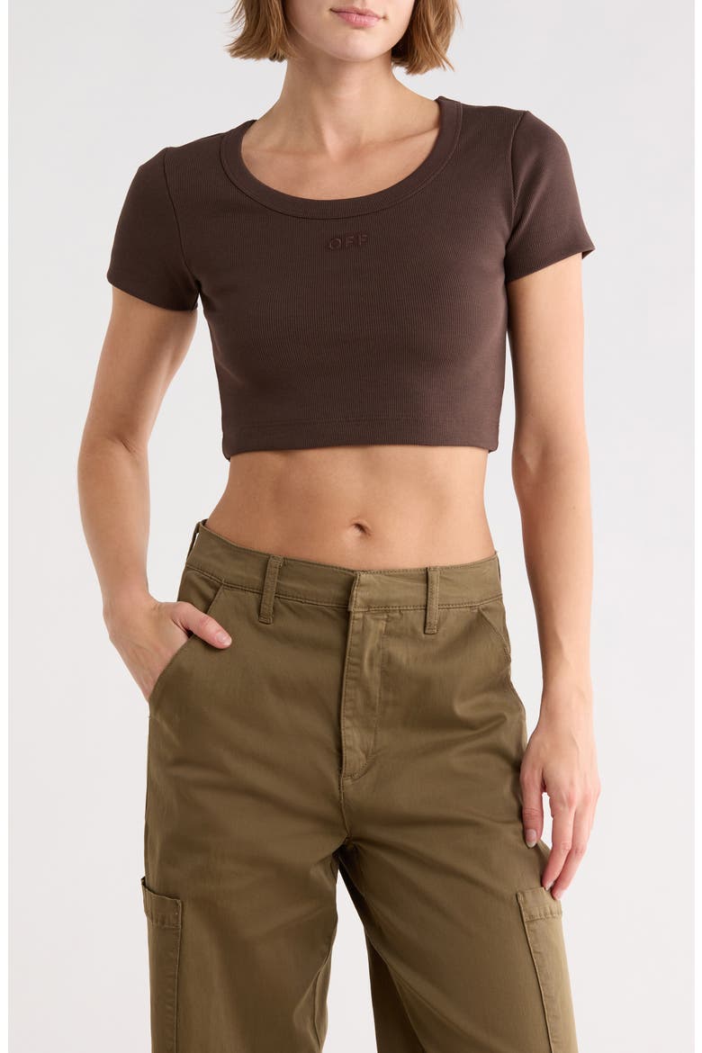 Ribbed Crop T-Shirt, Main, color, SEAL BROWN