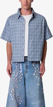 mnml Plaid Poplin Cropped Short Sleeve Shirt