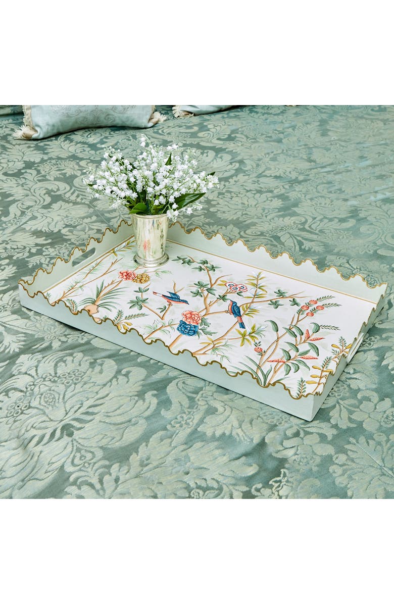 Mrs. Alice Chinoiserie Tole Tray, Alternate, color, Green
