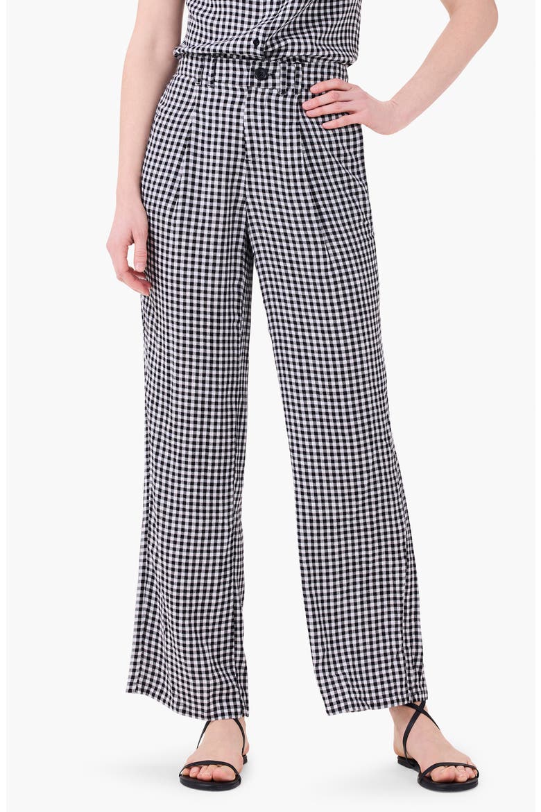 Drapey Gingham Wide Leg Pants, Main, color, BLACK MULTI
