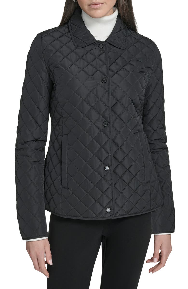 Calvin Klein Quilted Barn Jacket, Main, color, Black