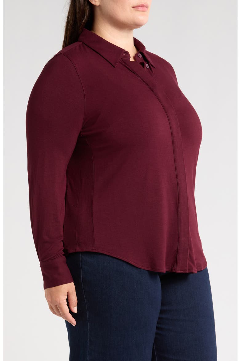 Elbe Button-Up Shirt, Alternate, color, BLACK CHERRY