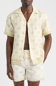 CHÉ Tehla Tile Print Linen Camp Shirt