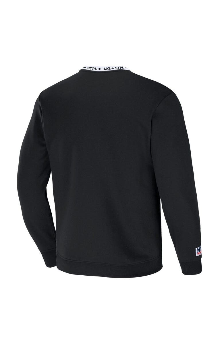STAPLE Men's NFL x Staple Black Los Angeles Rams Globe Crewneck Pullover, Alternate, color, Black