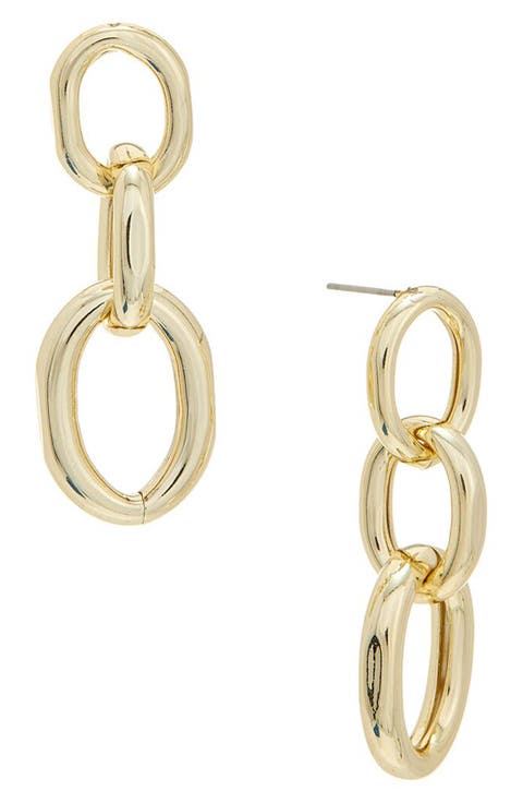 Oval Link Linear Drop Earrings