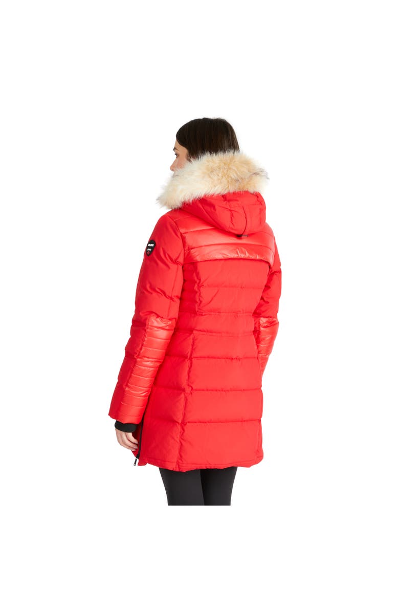 Pajar Alia Mixed Media Quilted Parka with Detachable Hood and Faux Fur Trim, Alternate, color, Current Red