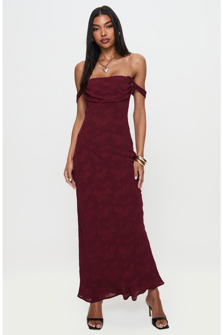 Azura Off the Shoulder Gown, Alternate, color, BURGUNDY
