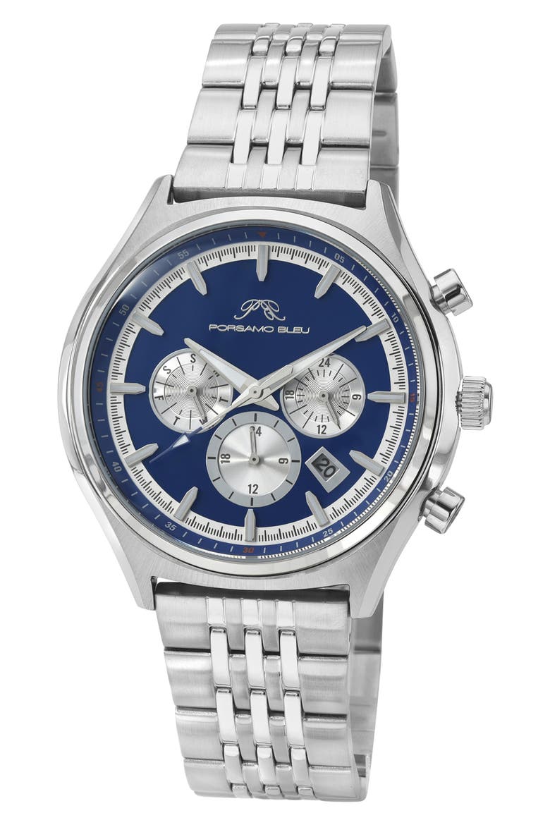 Charlie Multifunction Bracelet Strap Watch, 45mm, Main, color, SILVER