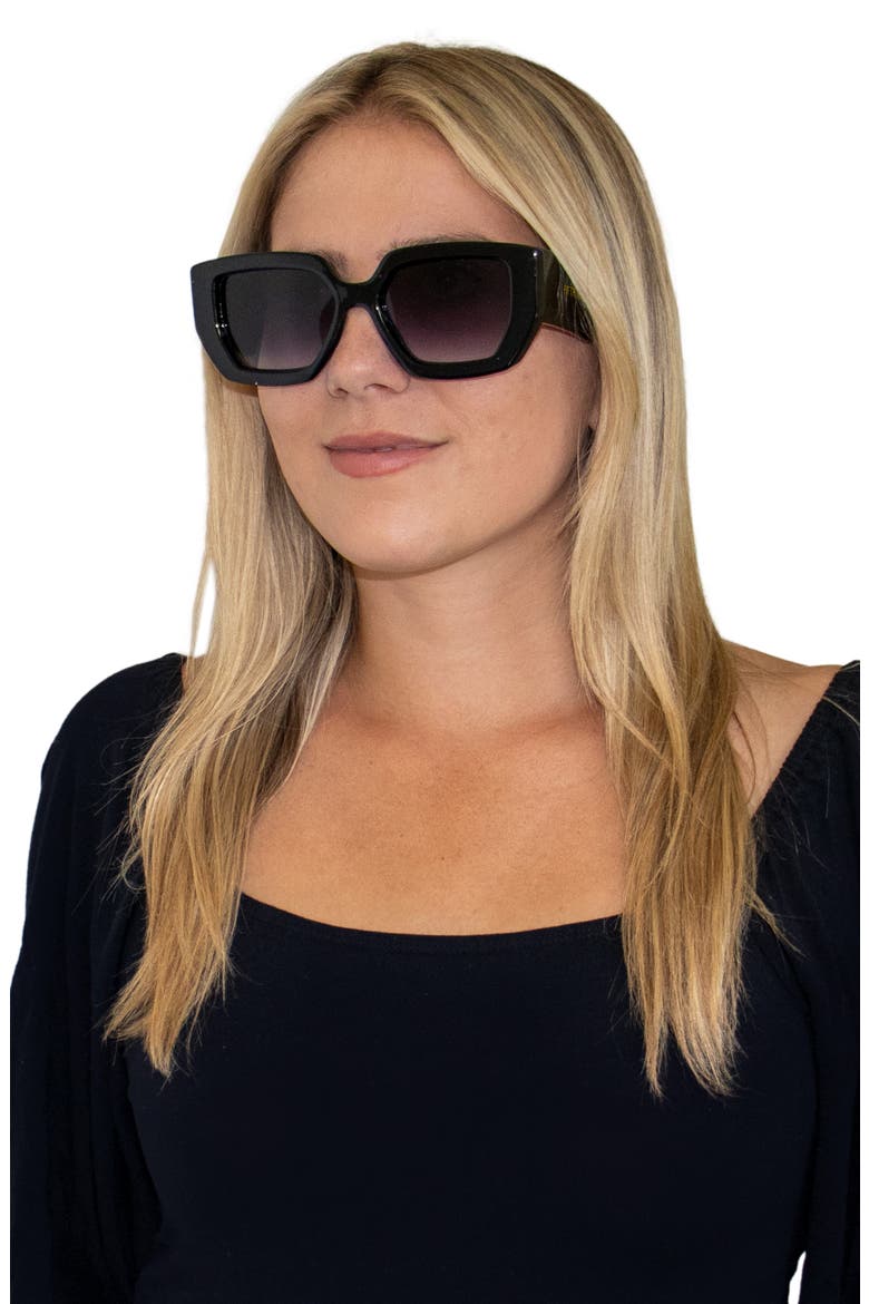 Rue 67mm Polarized Square Sunglasses, Alternate, color, BLACK/ BLACK