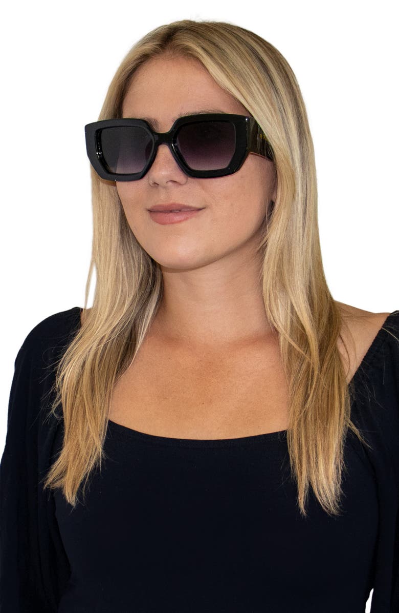 Fifth & Ninth Rue 67mm Polarized Square Sunglasses, Alternate, color, Black/ Black