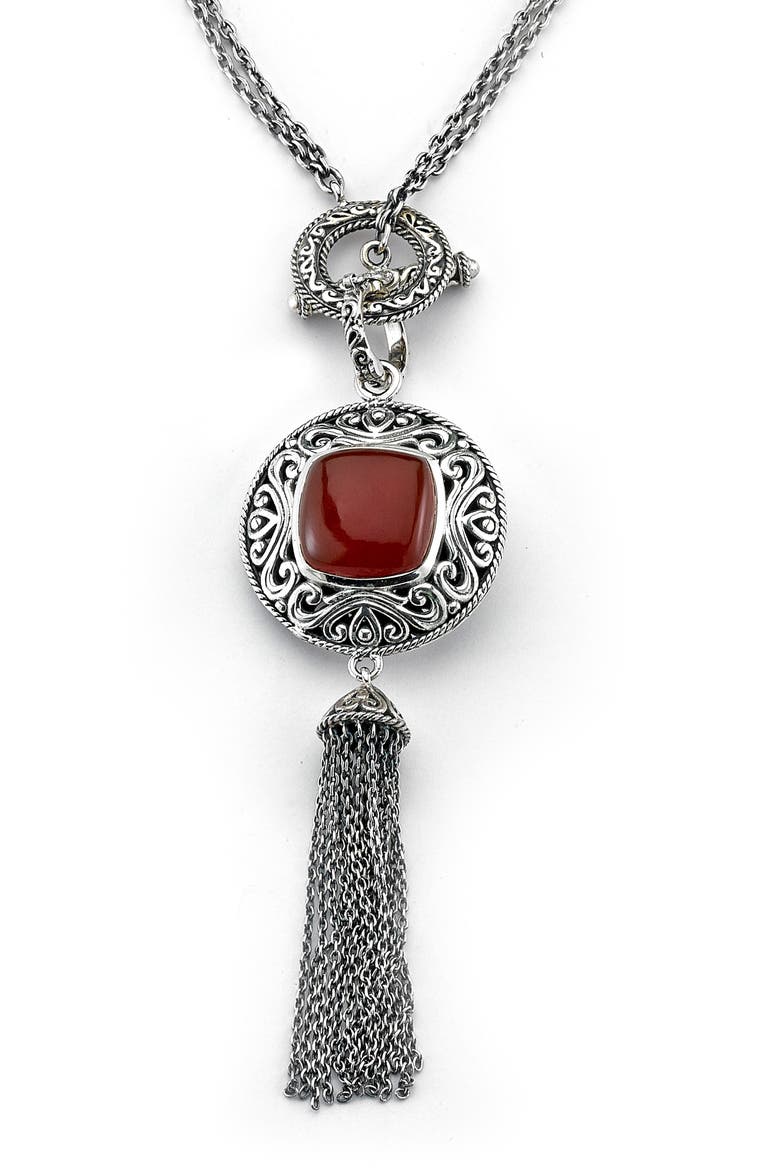 Sterling Silver & Semiprecious Stone Tassel Necklace, Alternate, color, ORANGE