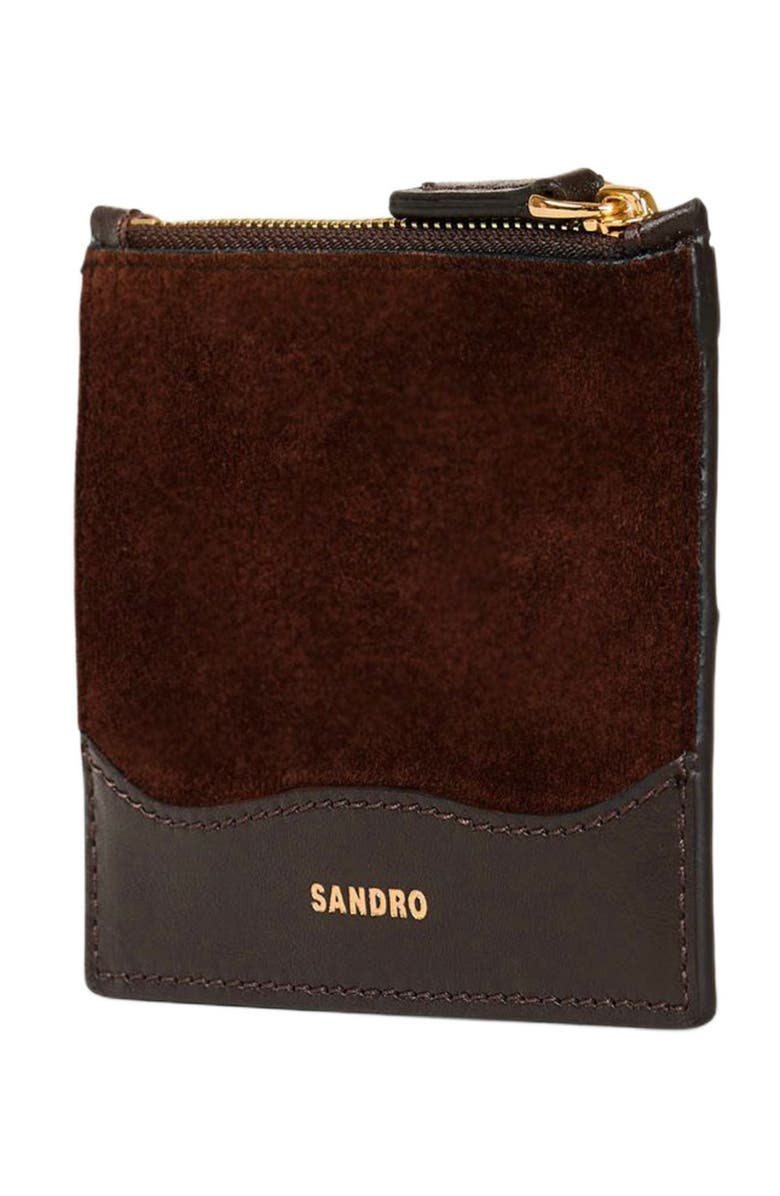 SANDRO Leather and suede cardholder, Alternate, color, 