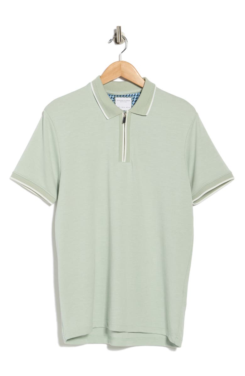 DENIM AND FLOWER Contrast Tipping Polo, Alternate, color, Green