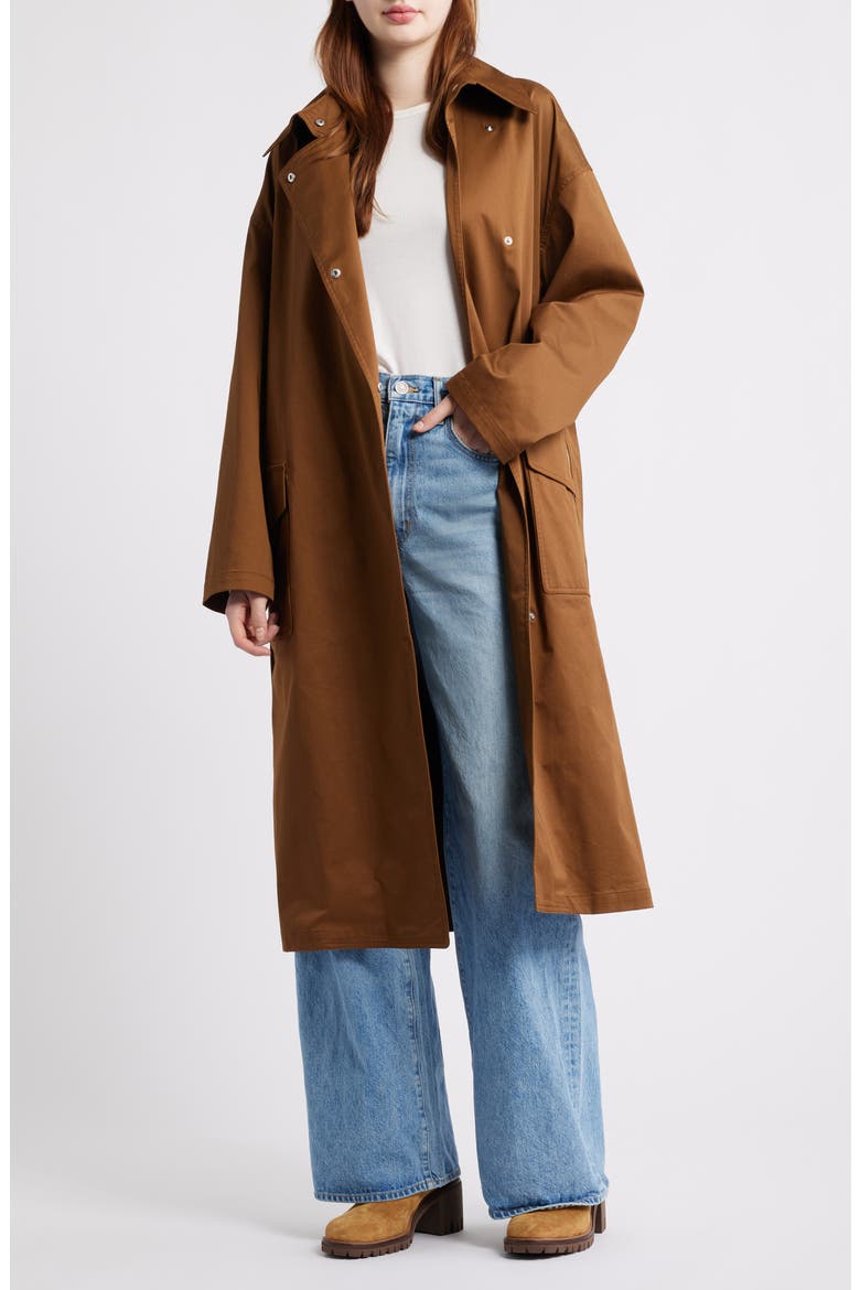 Rue Stretch Cotton Trench Coat, Alternate, color, LIGHT BROWN