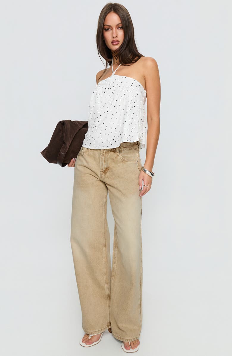 Princess Polly Moonlit Polka Dot Halter Top, Alternate, color, White Polka