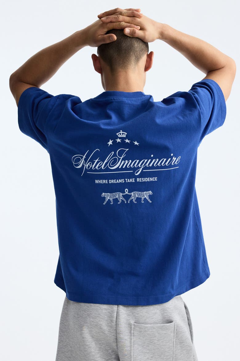 Relaxed Fit Printed Cotton T-shirt, Alternate, color, Blue/Hotel Imaginaire