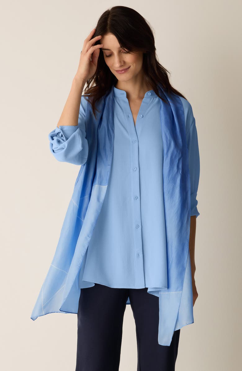 Eileen Fisher Shibori Silk Scarf, Alternate, color, Skylight