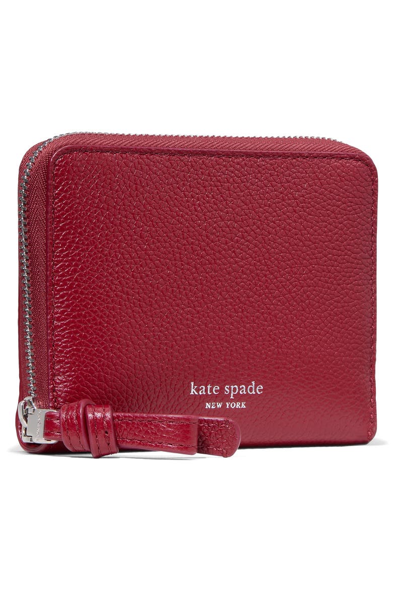 loop small pebbled leather zip wallet, Alternate, color, RED JAM