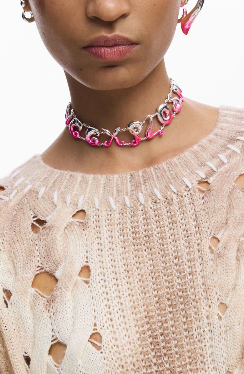 Desigual Open Stitch Crewneck Sweater, Alternate, color, Light Beige