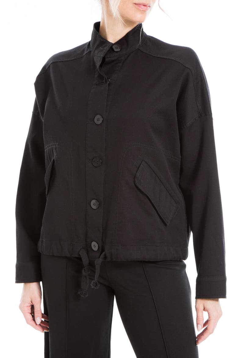 Cotton Piqué Jacket, Alternate, color, BLACK-BLACK