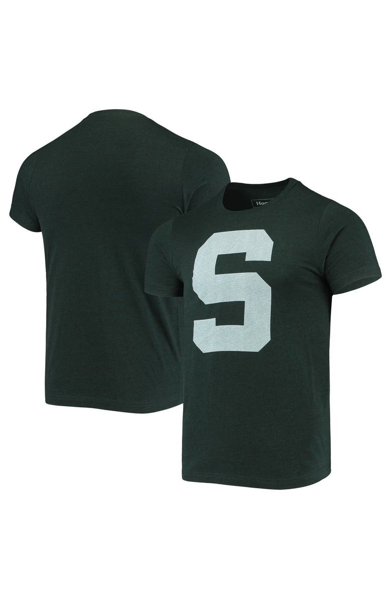 HOMEFIELD Men's Homefield Heathered Green Michigan State Spartans Vintage Logo T-Shirt, Main, color, 