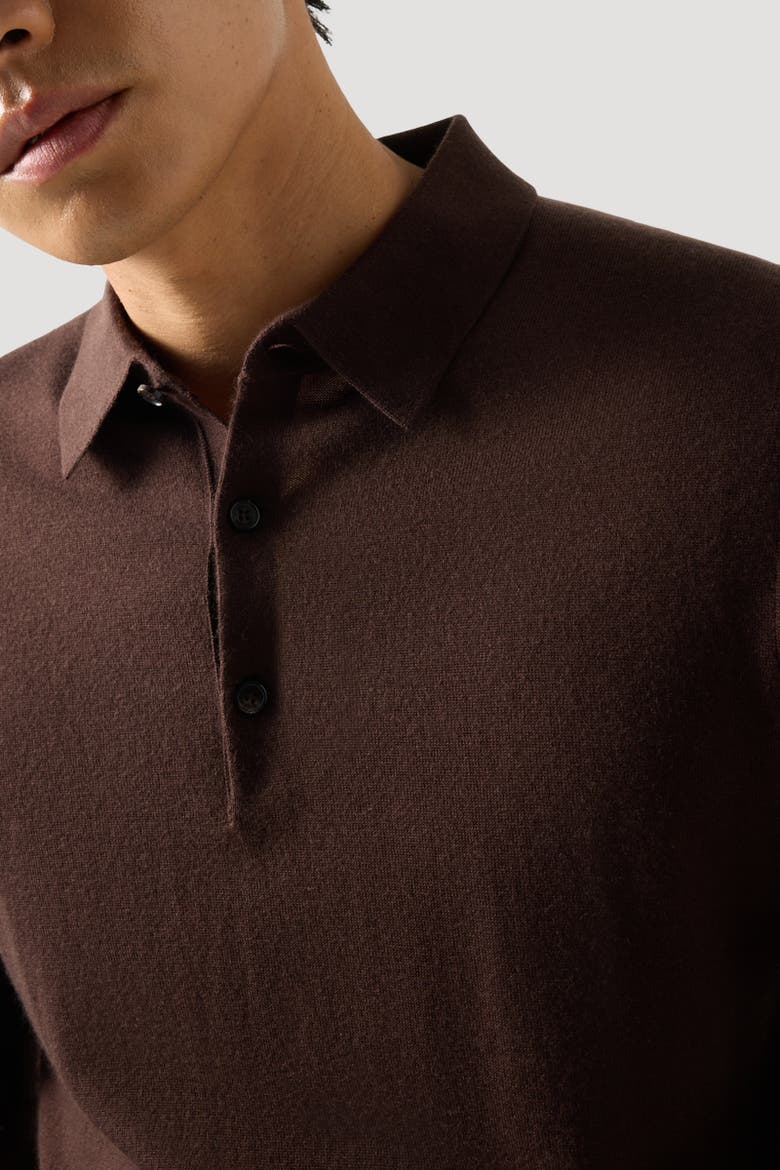 Knitted Polo Long-Sleeved Top Jake, Alternate, color, Dark brown