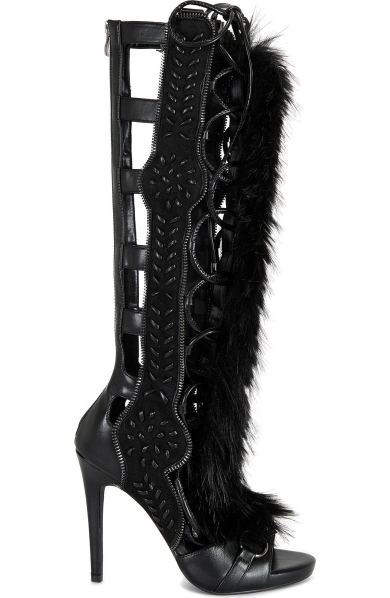 AZALEA WANG Shaine Open Toe Boot, Alternate, color, Black