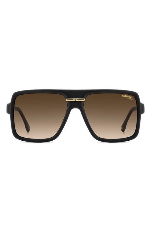 Carrera Eyewear Victory 59mm Gradient Rectangular Flat Top Sunglasses In Black Gold/black Brown Green