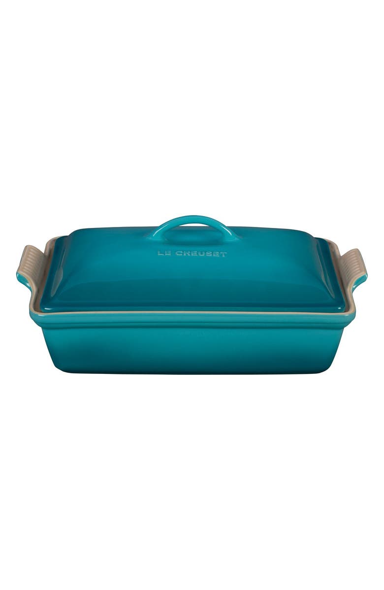 Le Creuset 4-Quart Rectangular Stoneware Casserole with Lid, Main, color, Caribbean