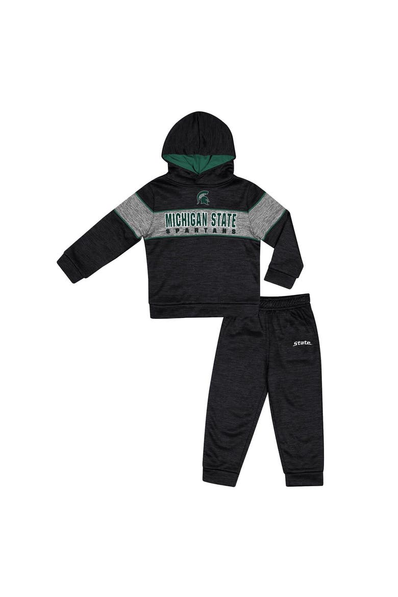 Toddler Colosseum Black Michigan State Spartans Grizworld Fleece Pullover Hoodie and Sweatpants Set, Main, color, Black