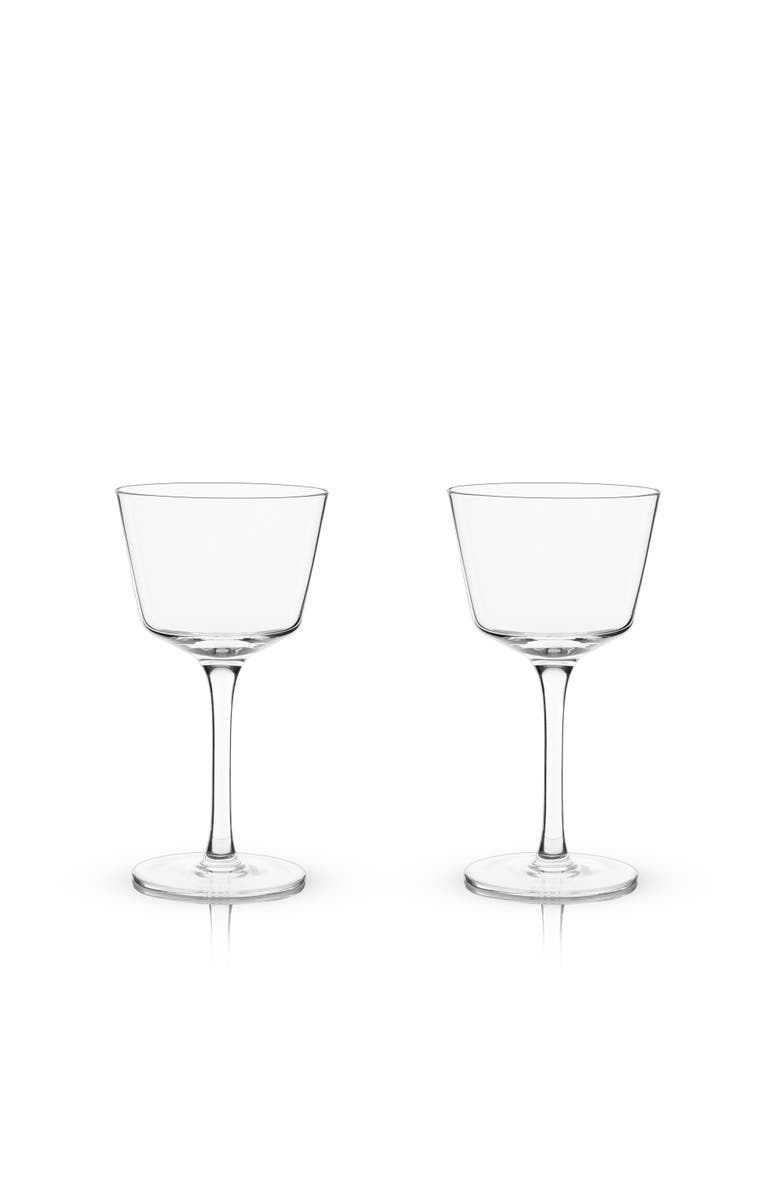 Viski Raye Crystal Angled Nick & Nora Glasses Set of 2, Main, color, Clear