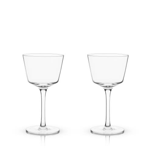 Viski Raye Crystal Angled Nick & Nora Glasses Set Of 2 In Clear
