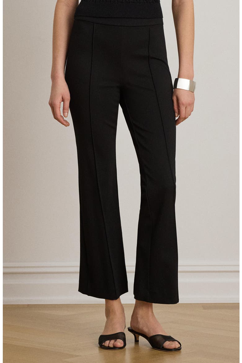 Pintuck Stretch Knit Ankle Bootcut Pants, Alternate, color, BLACK