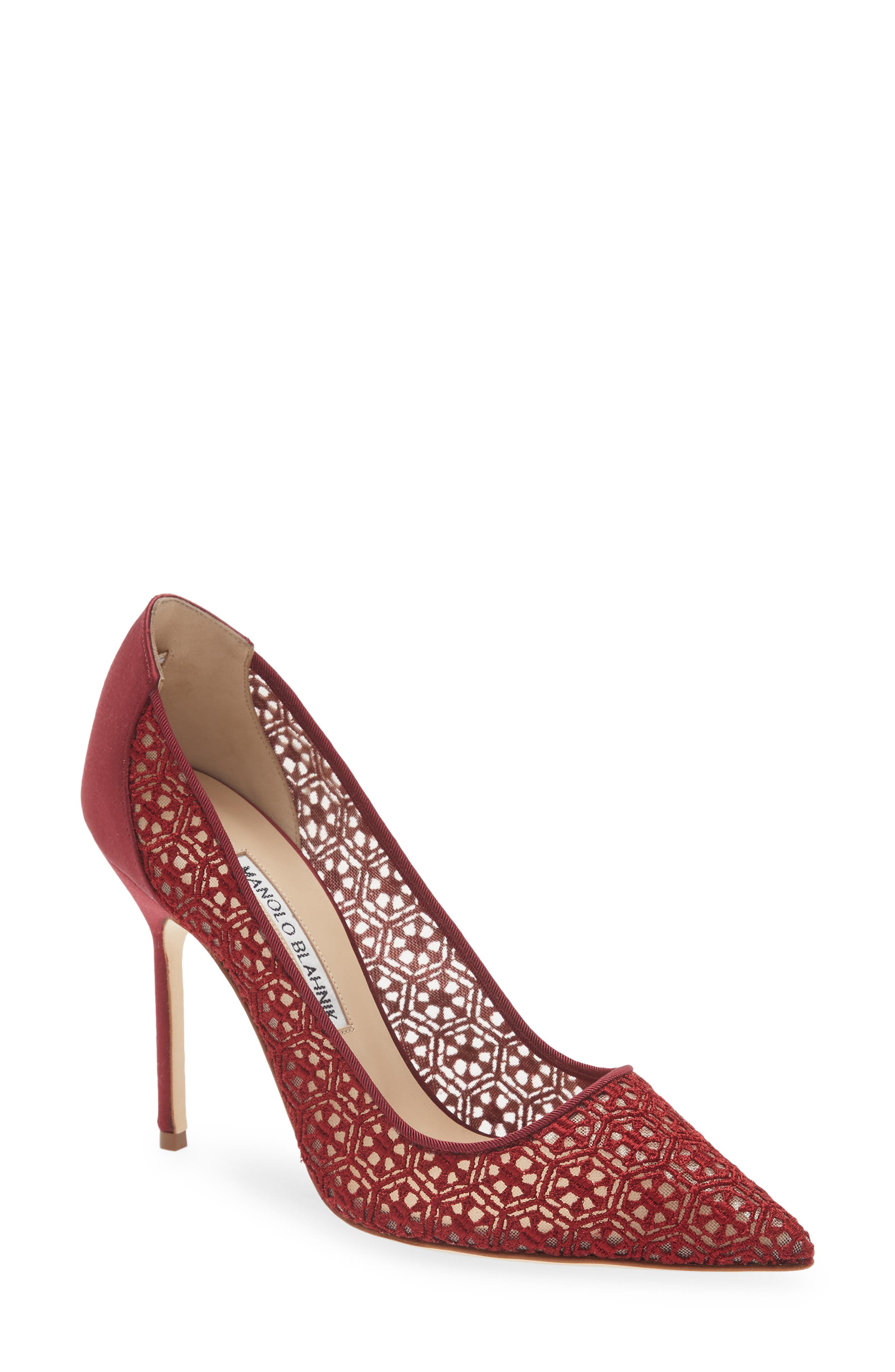 Manolo Blahnik BB Pointed Toe Lace Pump, Main, color, 