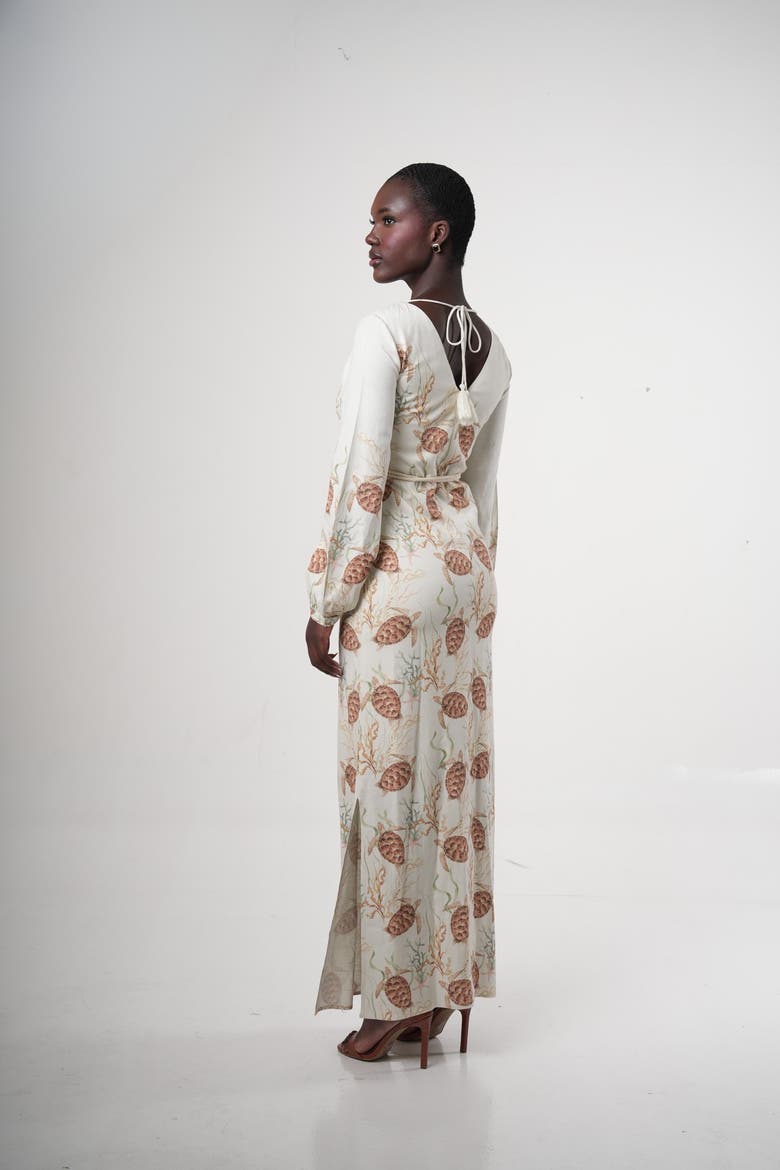 Maroa Linen-blend Printed Maxi Dress, Alternate, color, Ivory (off-white)