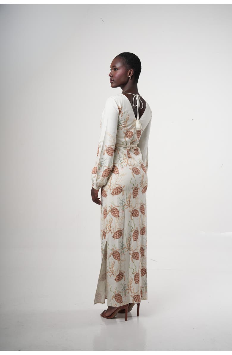 Sable Maroa Linen-blend Printed Maxi Dress, Alternate, color, Ivory (Off-White)