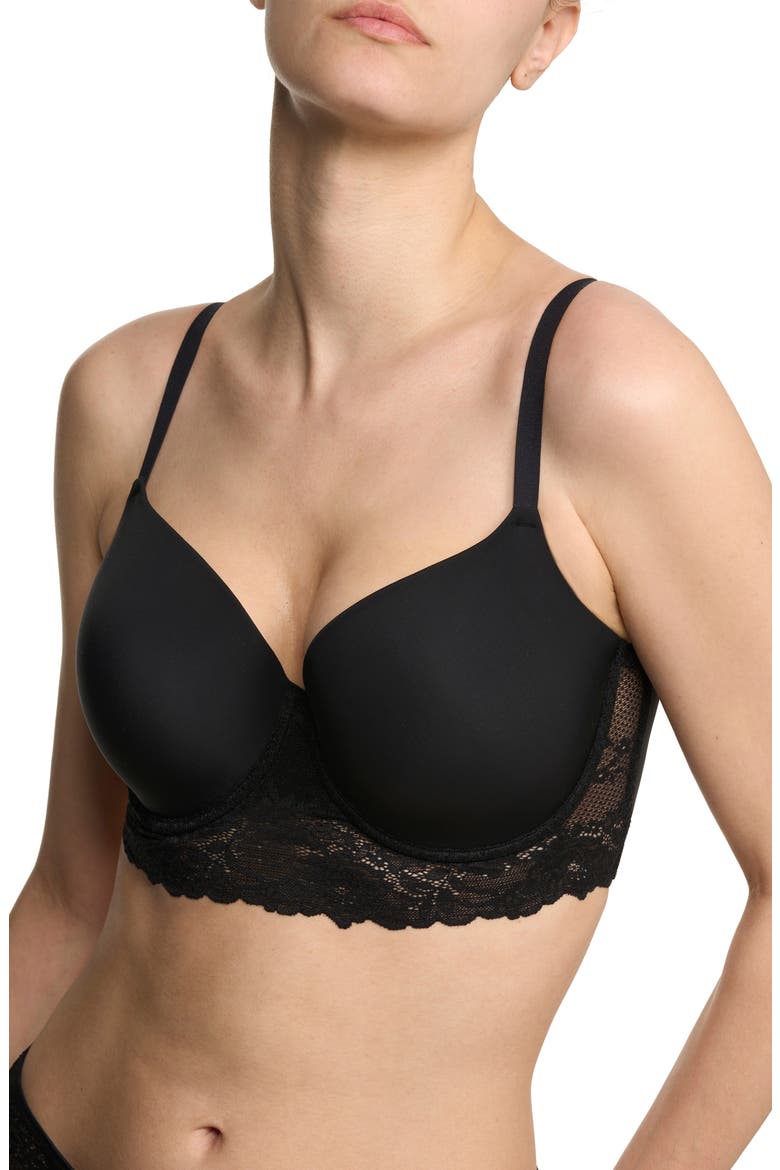 Heavenly Full Coverage Longline Bra, Alternate, color, BLACK