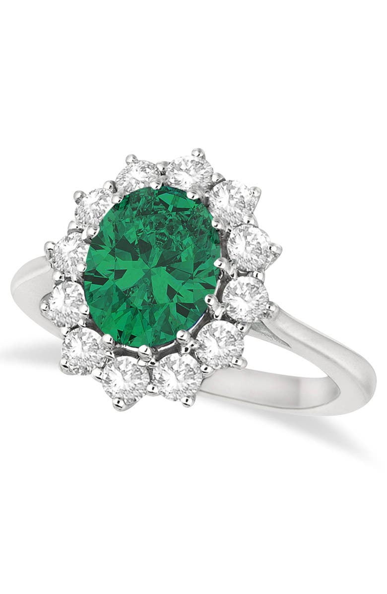 ALLUREZ Oval Lab Emerald and Diamond Ring 14k, Main, color, 3.60Ct/White Gold