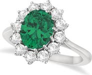 ALLUREZ Oval Lab Emerald and Diamond Ring 14k