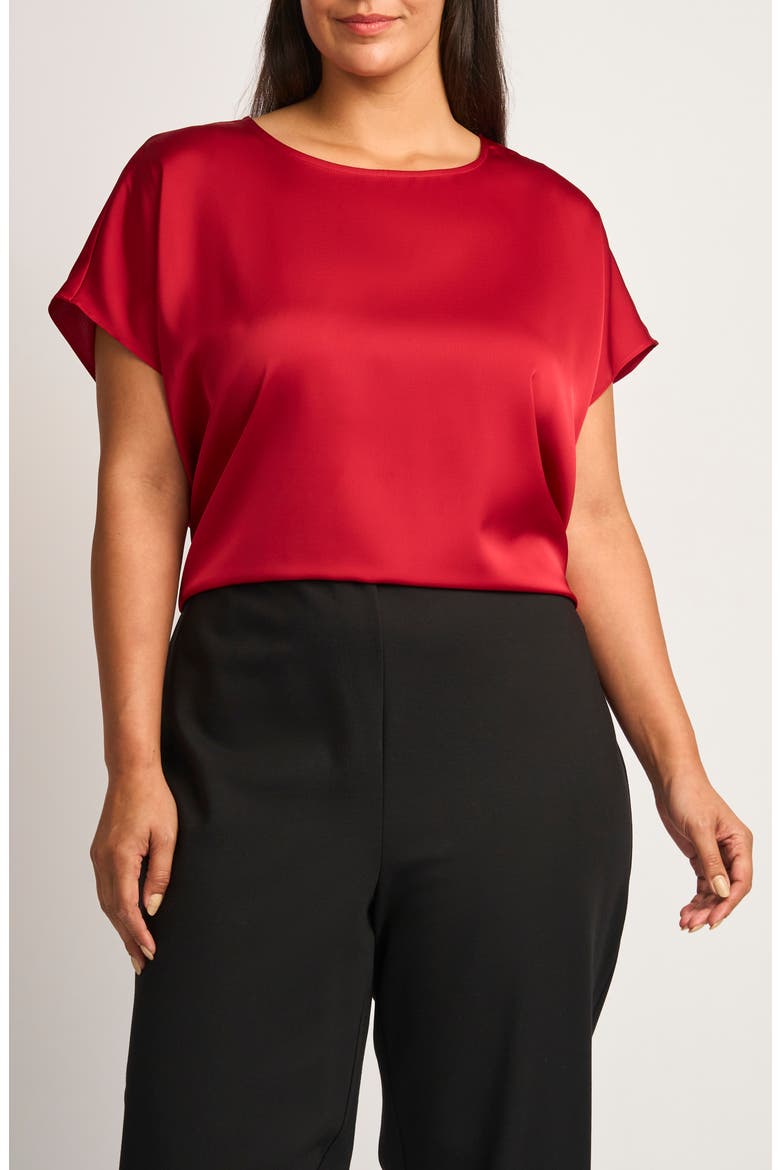 Dolman Sleeve Satin Top, Main, color, BRIGHT RED