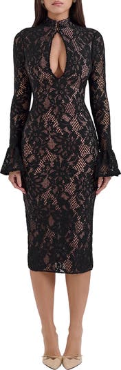 Pierette Long Sleeve Cotton Blend Cocktail Dress