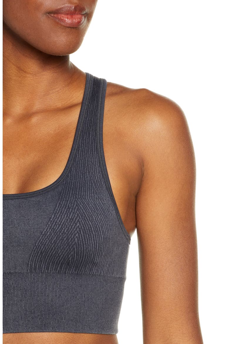 Miner Ribbed Seamless Longline Sports Bra, Alternate, color, BLACK